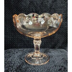 Vintage Indiana Glass Teardrop Pink Pedestal Large Compote – 1960s – USA
